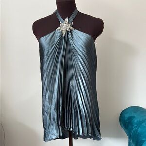 Silver Sleeveless Embellished Blouse